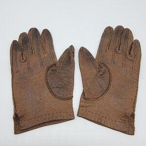 Vintage Abercrombie & Fitch Brown Leather Gloves Est Size 6.5 Repair Germany‎